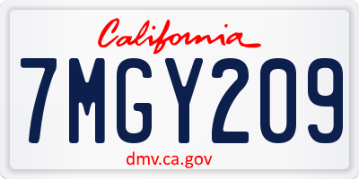 CA license plate 7MGY209