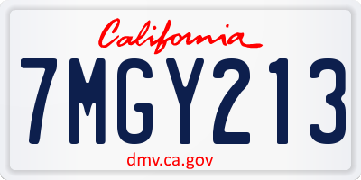 CA license plate 7MGY213