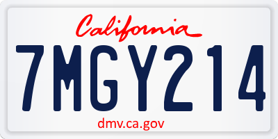 CA license plate 7MGY214