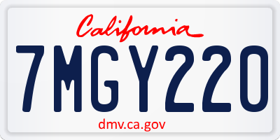 CA license plate 7MGY220