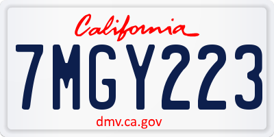 CA license plate 7MGY223