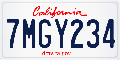 CA license plate 7MGY234