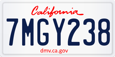 CA license plate 7MGY238