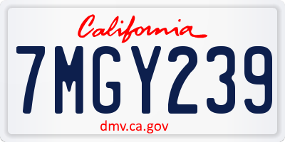 CA license plate 7MGY239