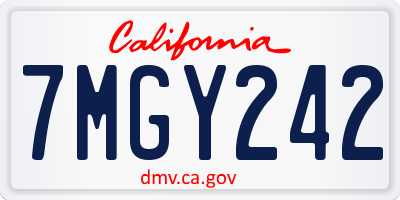 CA license plate 7MGY242