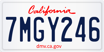 CA license plate 7MGY246