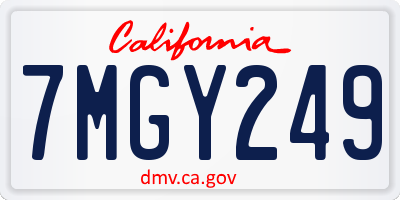 CA license plate 7MGY249