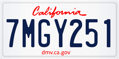 CA license plate 7MGY251