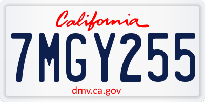 CA license plate 7MGY255