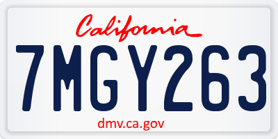 CA license plate 7MGY263