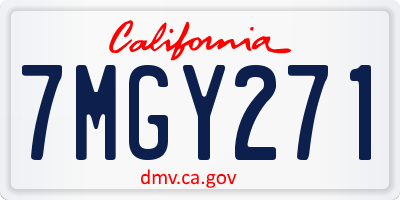 CA license plate 7MGY271