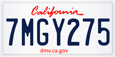 CA license plate 7MGY275
