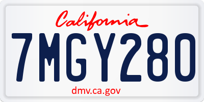 CA license plate 7MGY280