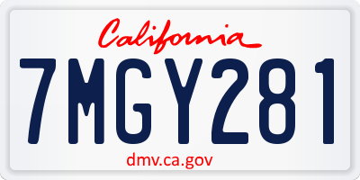 CA license plate 7MGY281
