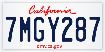 CA license plate 7MGY287