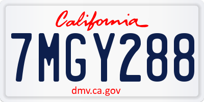 CA license plate 7MGY288