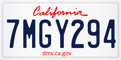 CA license plate 7MGY294