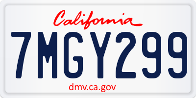 CA license plate 7MGY299
