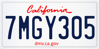 CA license plate 7MGY305