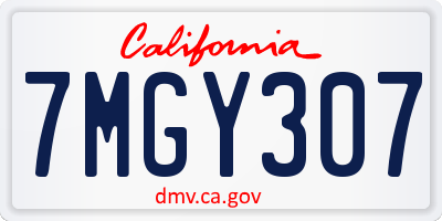 CA license plate 7MGY307