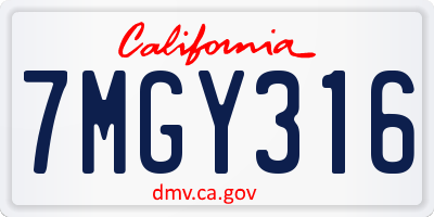 CA license plate 7MGY316