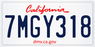 CA license plate 7MGY318