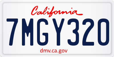 CA license plate 7MGY320