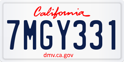 CA license plate 7MGY331