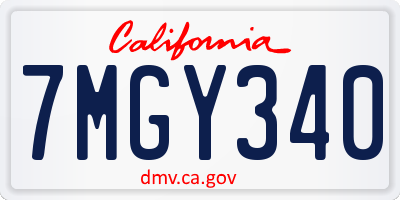 CA license plate 7MGY340