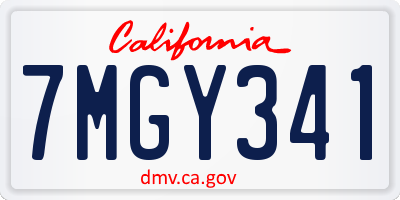 CA license plate 7MGY341