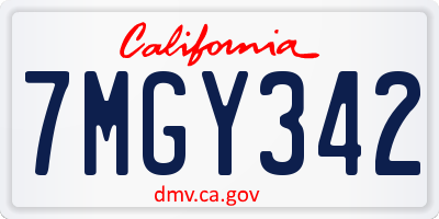 CA license plate 7MGY342
