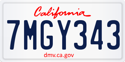 CA license plate 7MGY343