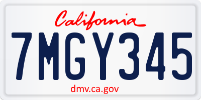 CA license plate 7MGY345