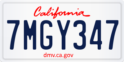 CA license plate 7MGY347