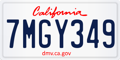 CA license plate 7MGY349