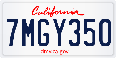 CA license plate 7MGY350