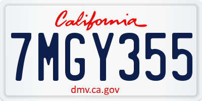 CA license plate 7MGY355