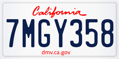 CA license plate 7MGY358