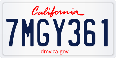 CA license plate 7MGY361