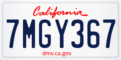 CA license plate 7MGY367