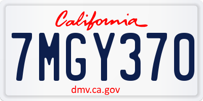 CA license plate 7MGY370