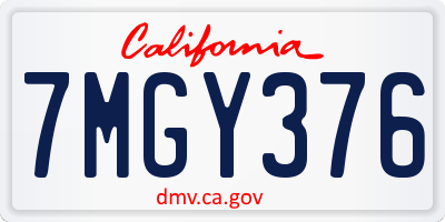 CA license plate 7MGY376