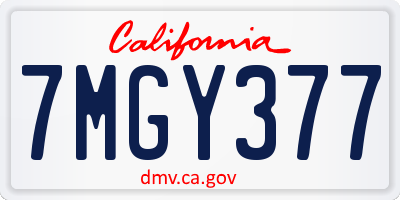 CA license plate 7MGY377