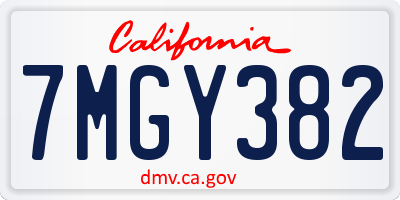 CA license plate 7MGY382