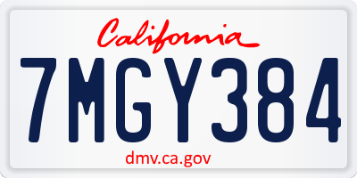 CA license plate 7MGY384