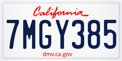 CA license plate 7MGY385