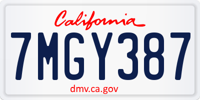 CA license plate 7MGY387