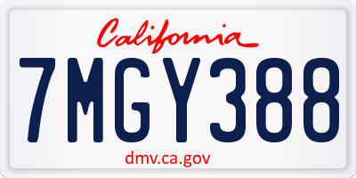 CA license plate 7MGY388