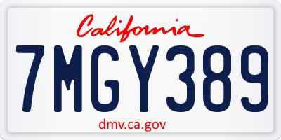 CA license plate 7MGY389