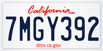 CA license plate 7MGY392